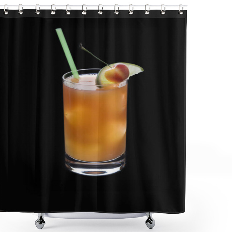 Personality  Seabreeze Mixed Drink With Lime And Cherry Garnish On Black Background Shower Curtains