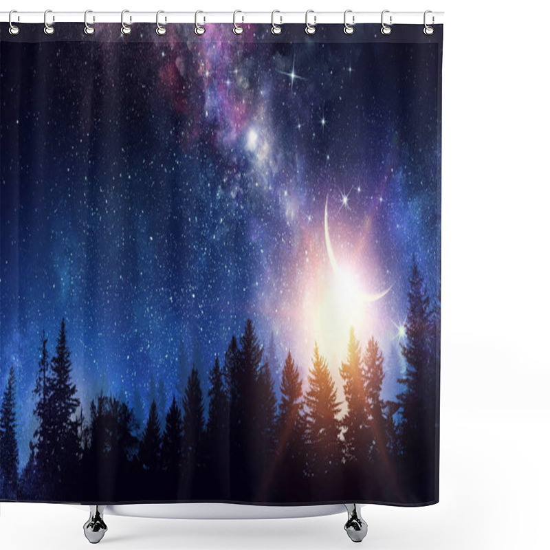 Personality  Night Forest Scene Shower Curtains