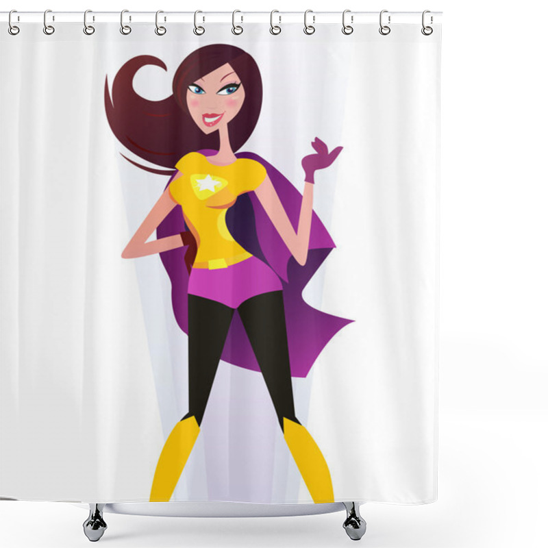 Personality  Woman In Superwoman Pink Costume (superhero) Shower Curtains