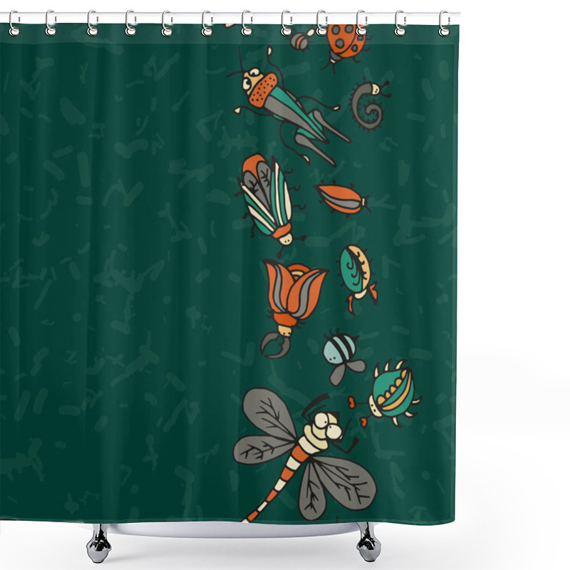 Personality  Cartoon Insect Border Pattern Shower Curtains