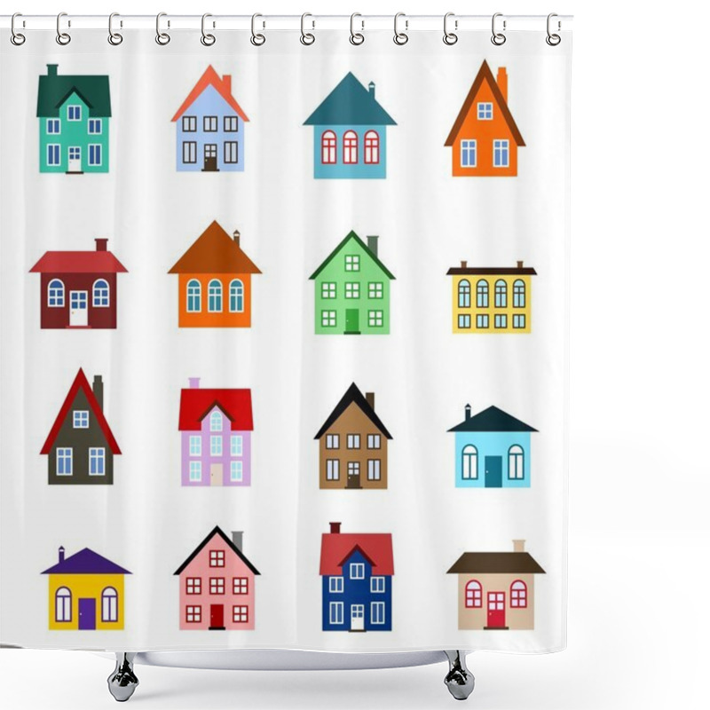 Personality  Cartoon House Icon Shower Curtains