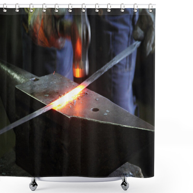 Personality  Blacksmith In A Forge Shower Curtains