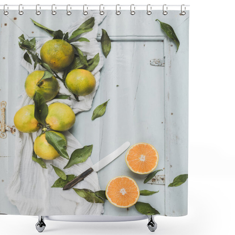 Personality  Fresh Turkish Tangerines With Leaves Shower Curtains