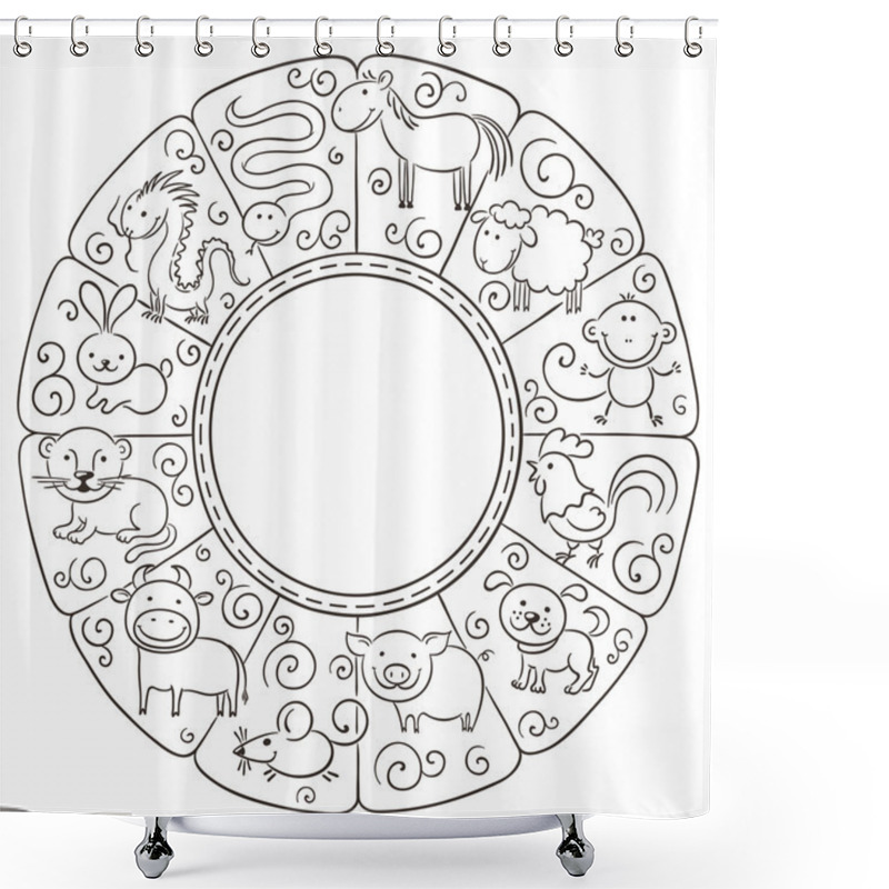 Personality  Chinese Zodiac Signs Shower Curtains