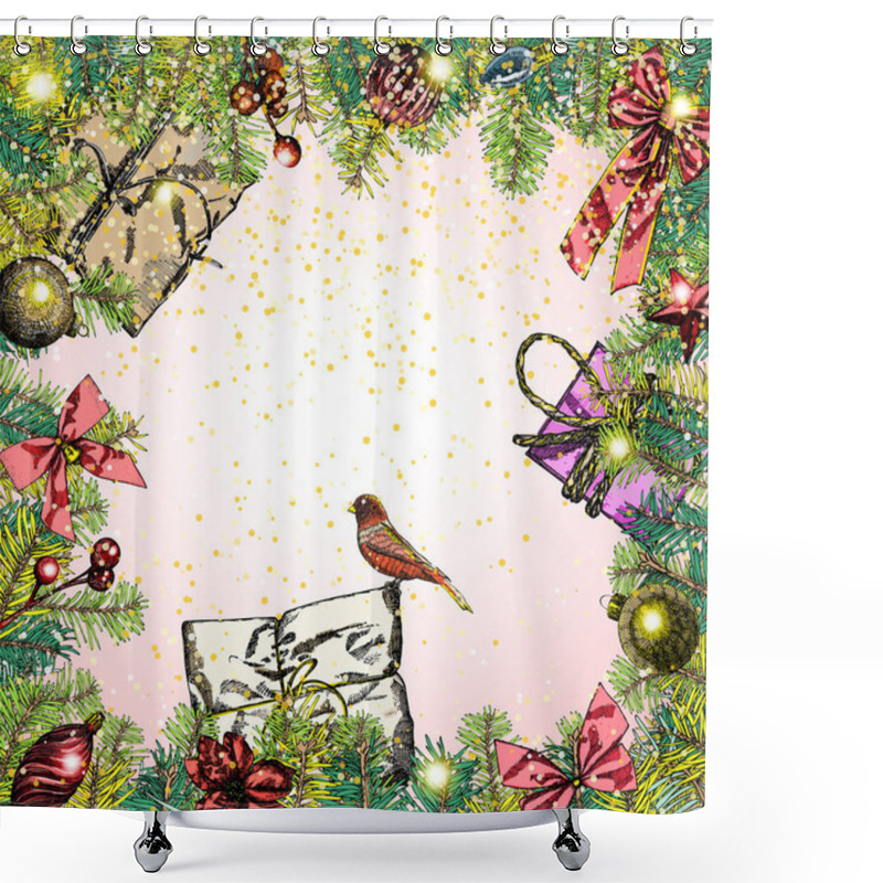 Personality  Christmas Greeting Card Shower Curtains