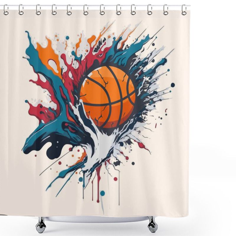 Personality  Basketball In Style Art, Grunge Effect Shower Curtains