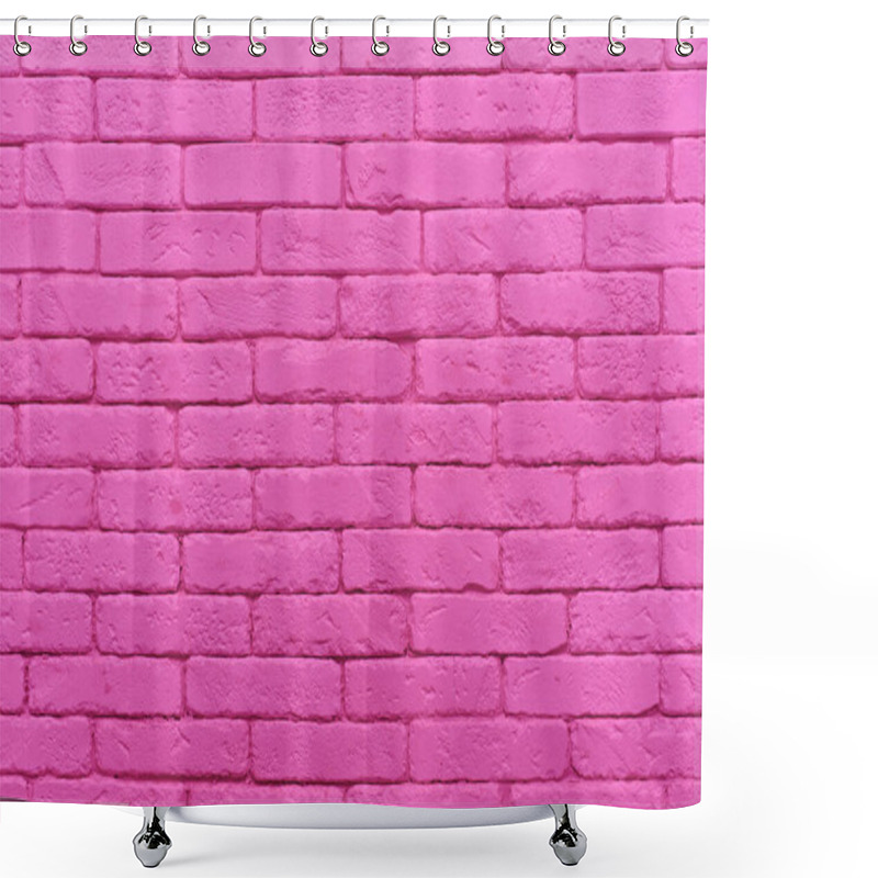 Personality  Pink Brick Wall Painted At Pastel Tender Colour. Closeup Texture Background Shower Curtains