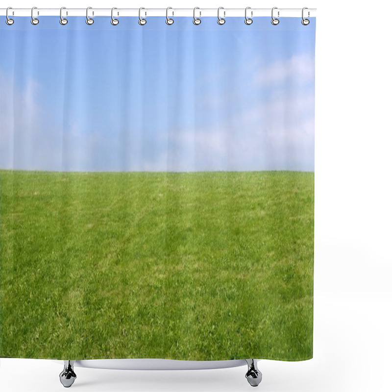 Personality  Green Meadow Horizon And Blue Sky Shower Curtains