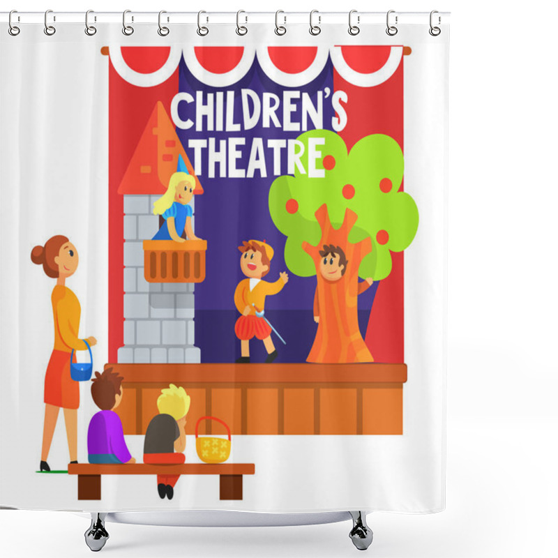 Personality  Romeo And Juliette Scene With The Balcony Performed By Kids In Amateur Theatre With Other Pupils Watching With Teacher Shower Curtains