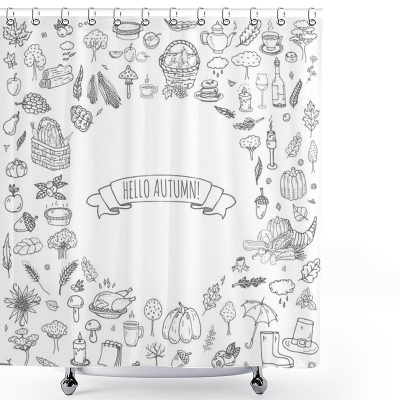 Personality  Thanksgiving Icons Set Shower Curtains