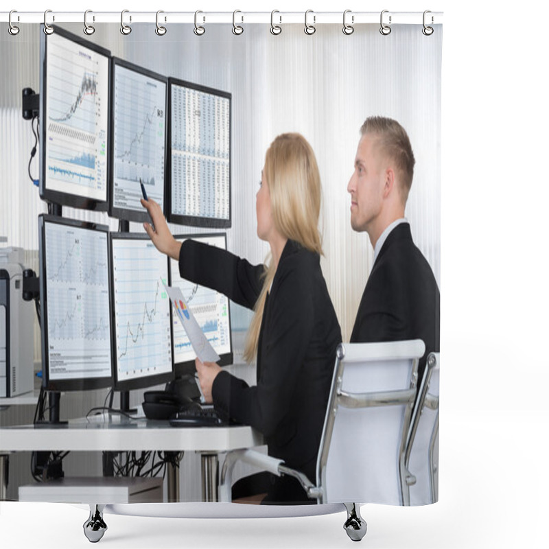 Personality  Financial Workers Analyzing Data Shower Curtains