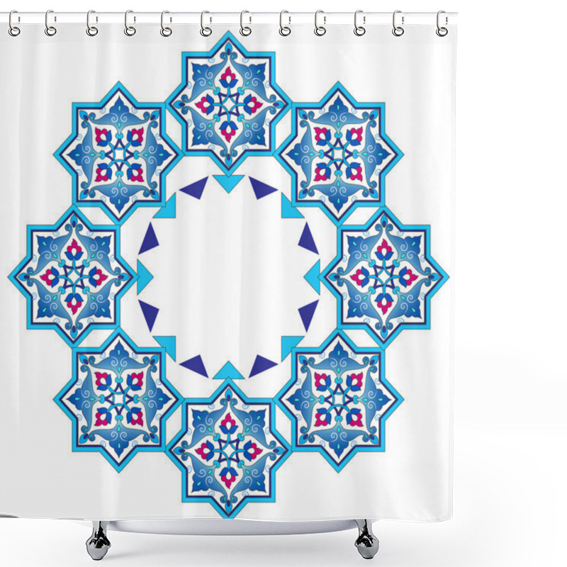 Personality  Designed With Shades Of Blue Ottoman Pattern Series Seven Shower Curtains