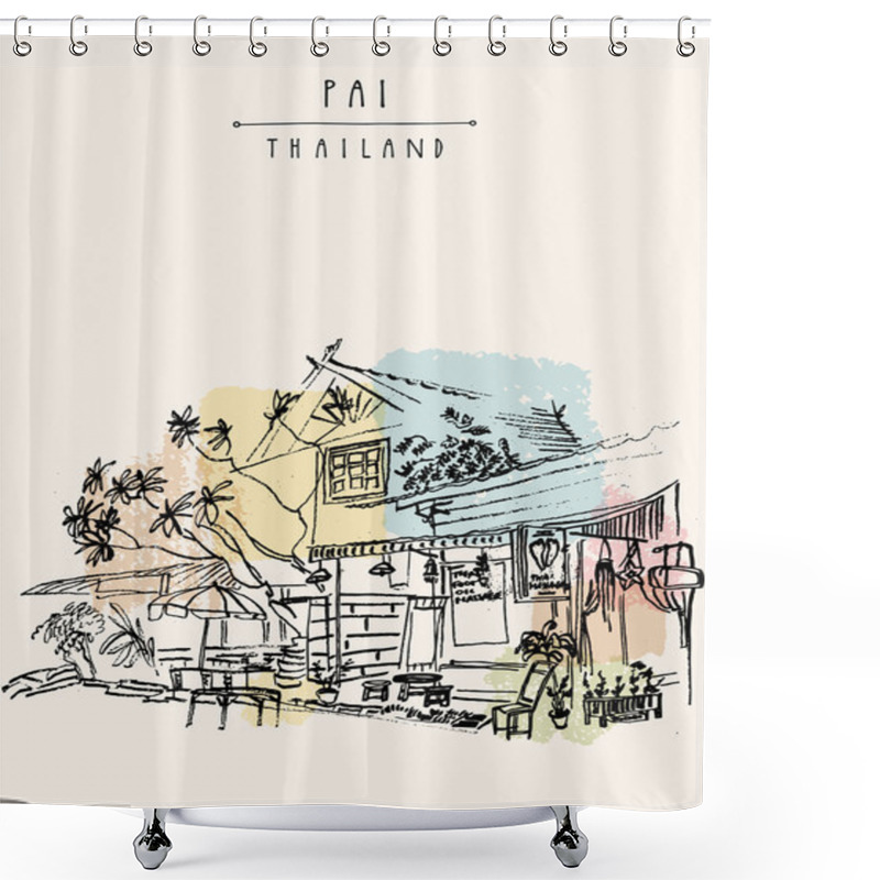 Personality  Pai Town Template Postcard Shower Curtains