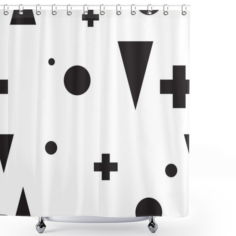 Personality  Abstract Geometric Minimalist Seamless Black And White Pattern Shower Curtains