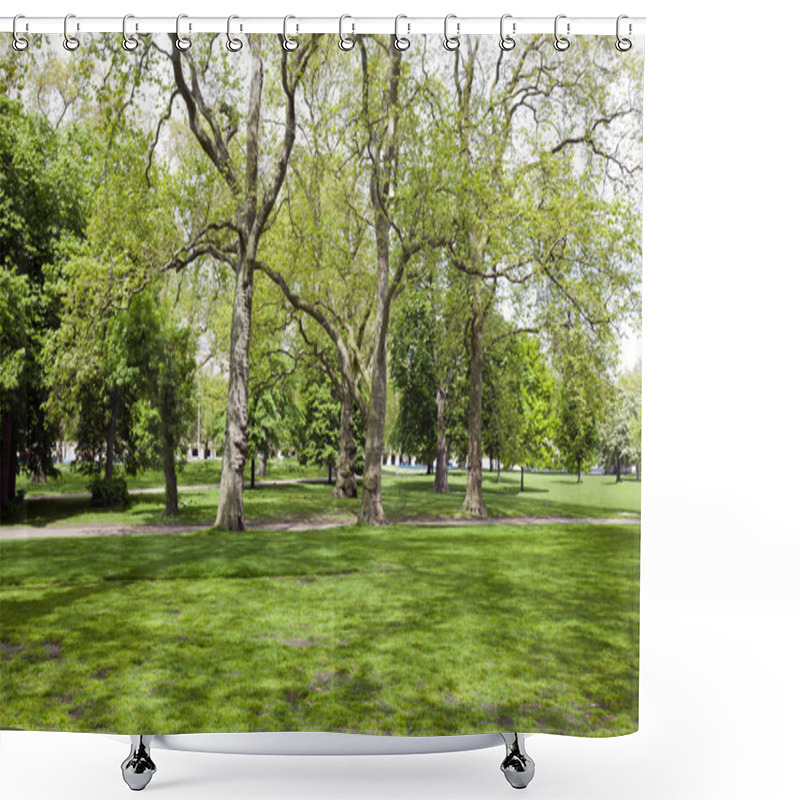 Personality  View Across Shady Grass Into Park Shower Curtains