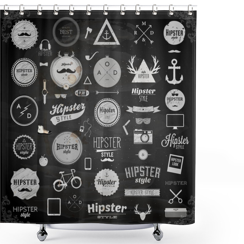 Personality  Hipster Style Infographics Elements And Icons Set Shower Curtains