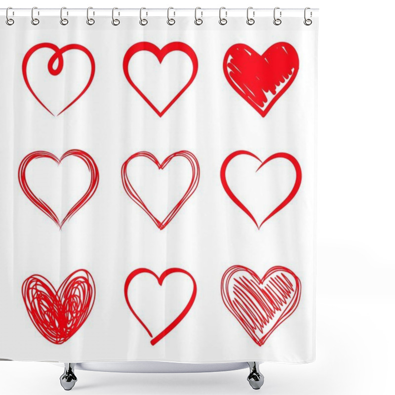 Personality  Set Of Hand Drawn Hearts. Design Element. Shower Curtains