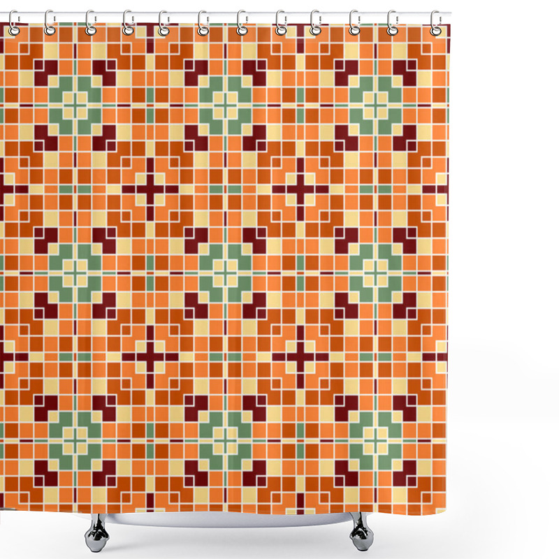 Personality  Vector Seamless Colourful Ornamental Background Made Of Mosaic Shower Curtains