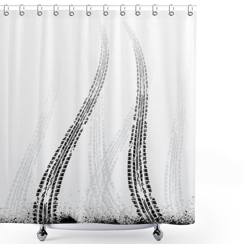 Personality  Tire Tracks On White Shower Curtains