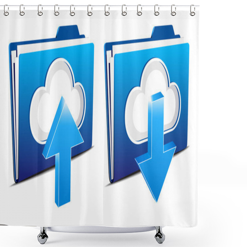 Personality  Cloud Computing Upload And Download Icons Shower Curtains