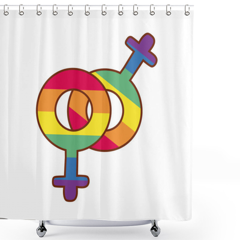 Personality  Female Symbols Lgbtiq Community Gay Flag Line And Fill Style Icon Shower Curtains