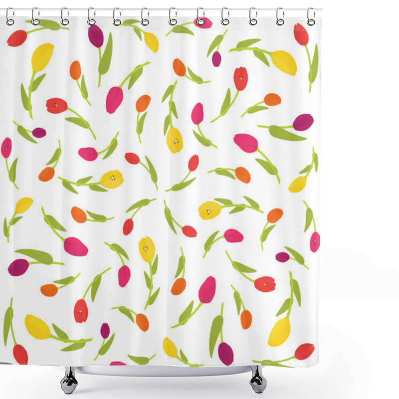 Personality  Seamless Tulips Pattern Shower Curtains