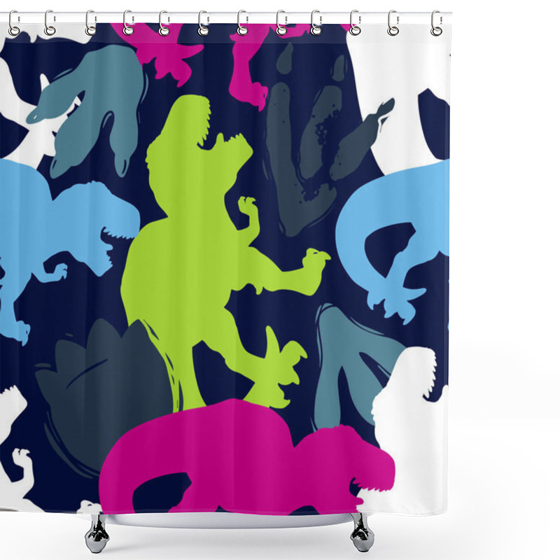 Personality  Abstract Seamless Vector Pattern For Girls, Boys, Clothes. Creative Background With Jurassic Period, Dinosaur Creative Funny Wallpaper For Textile And Fabric. Fashion Style. Colorful Bright Shower Curtains