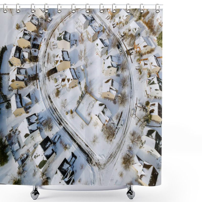 Personality  Amazing Winter Aerial View Of Small Town The After Snowfall In Pennsylvania US Shower Curtains