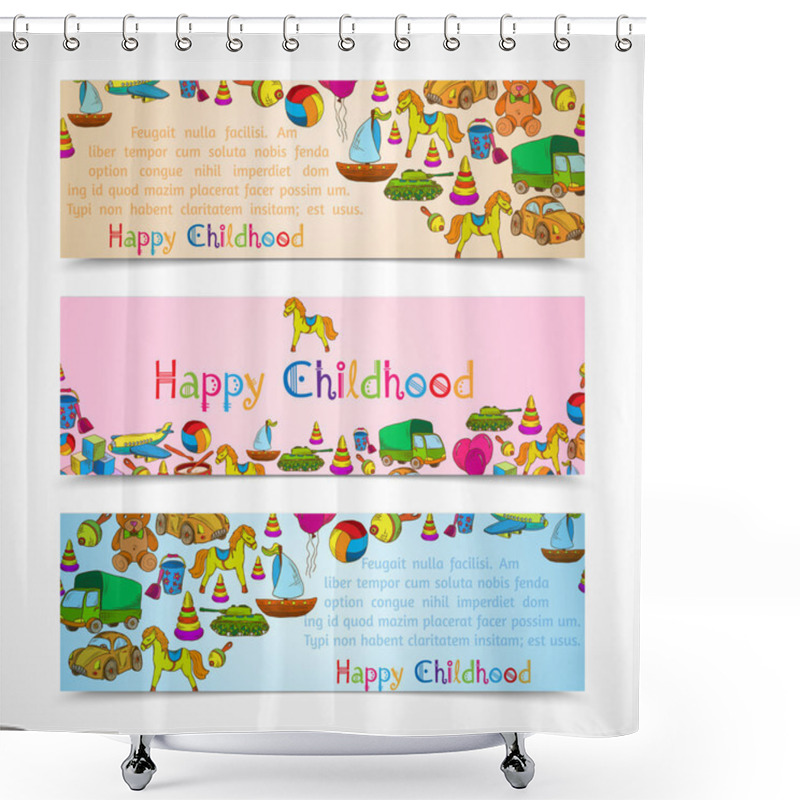 Personality  Toys Banners Horizontal Set Shower Curtains