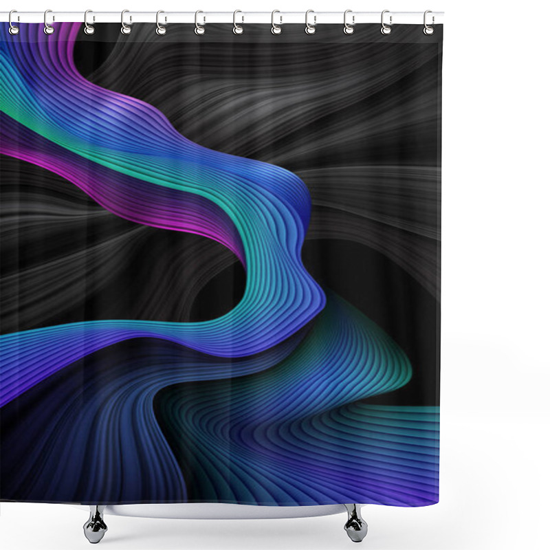 Personality  An Abstract Background Of 3D Wavy Stripes In Vector Art, Suitable For A Mobile Screen, Phone Desktop, Landing Page, UI/UX, And Wallpaper. Shower Curtains