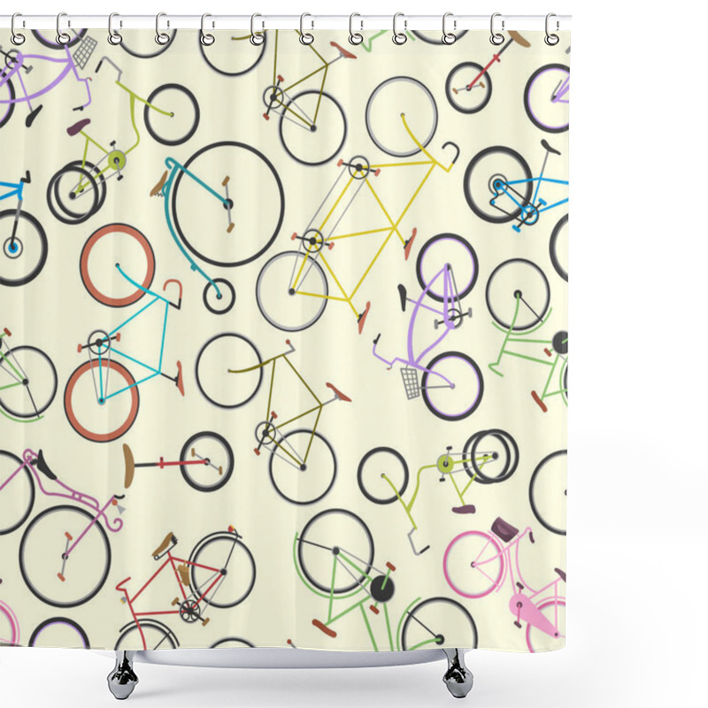 Personality  Retro Bike Pattern Vector Background. Shower Curtains