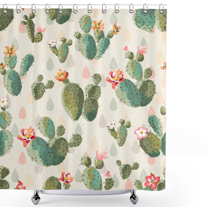 Personality  Seamless Cute Cactus Print Pattern Background Shower Curtains