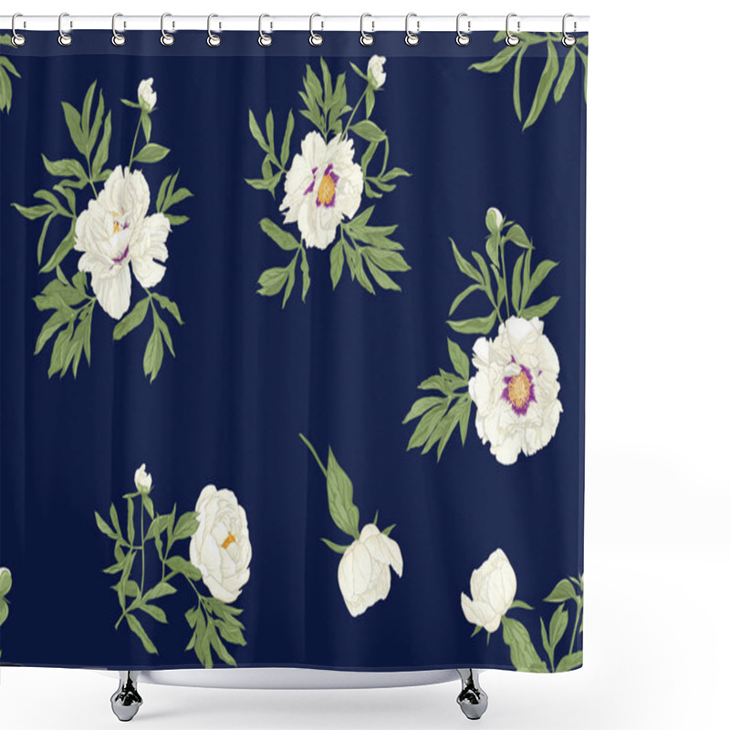 Personality  Peony Flower. Seamless Pattern, Background.  Shower Curtains