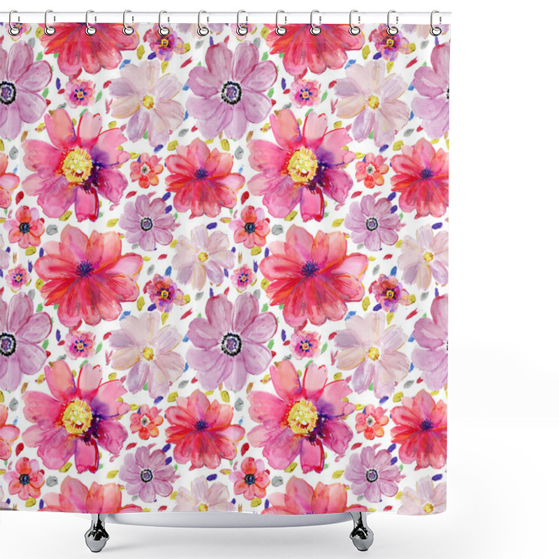 Personality  Blooming Pink Flowers Shower Curtains