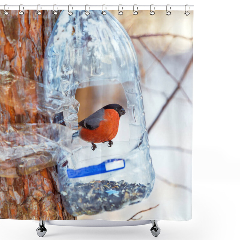 Personality  Bird Feeder. Winter, Western Siberia, Russia Shower Curtains