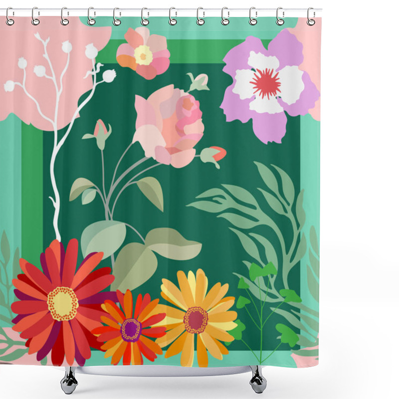 Personality  Autumn Blooming Garden. Roses And Gerbera. Shower Curtains