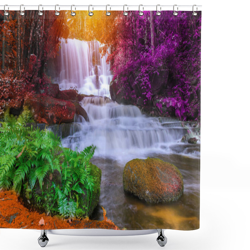 Personality  Beautiful Waterfall In Rainforest At Phu Tub Berk Mountain  Phetchabun, Thailand. (Mun Dang Waterfalls) Shower Curtains