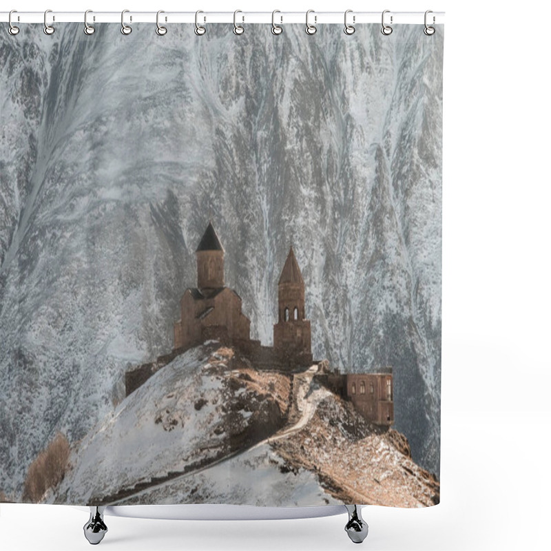 Personality  Beutiful Ancient Church In Georgia In December Shower Curtains