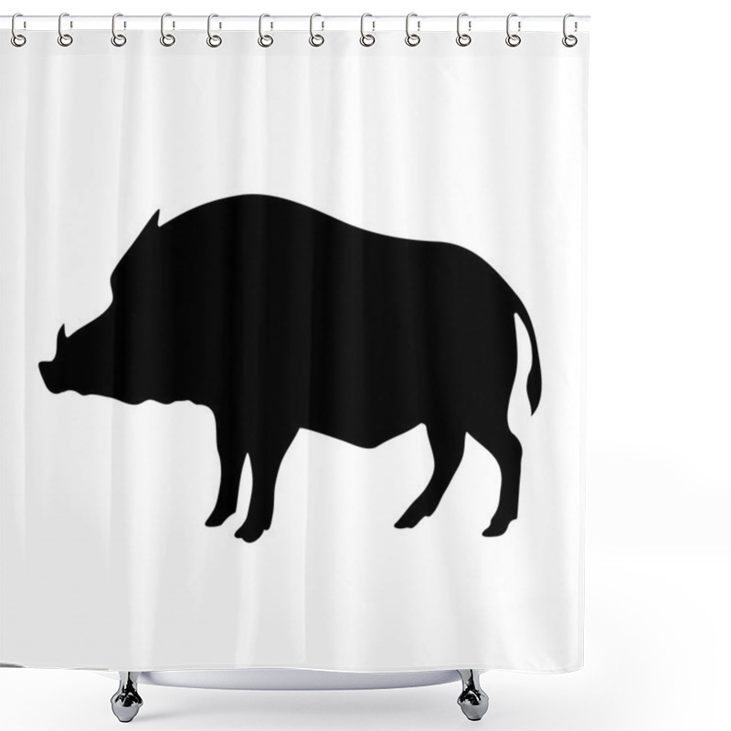 Personality  Vector Black Silhouette Of The Wild Boar Shower Curtains