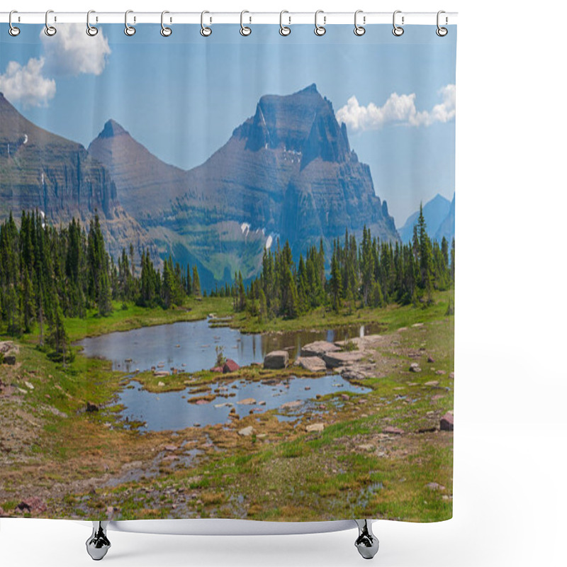 Personality  Alpine Pond With Dramatic Mountains In Its Background Near Logan Pass In Glacier National Park In Montana Shower Curtains