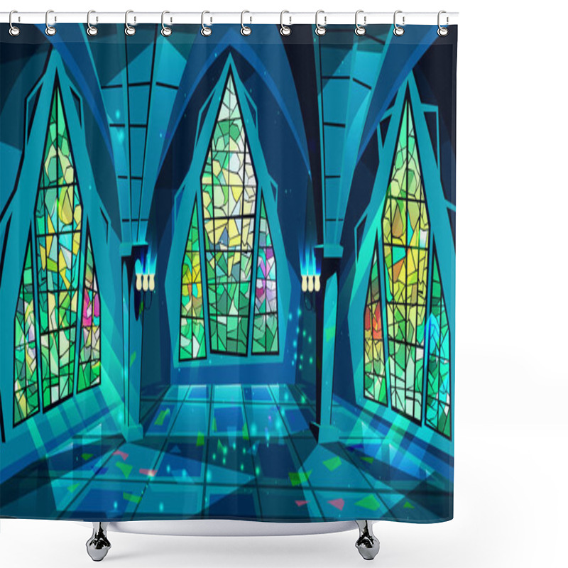 Personality  Ballroom Or Gothic Palace Night Vector Illustration Shower Curtains