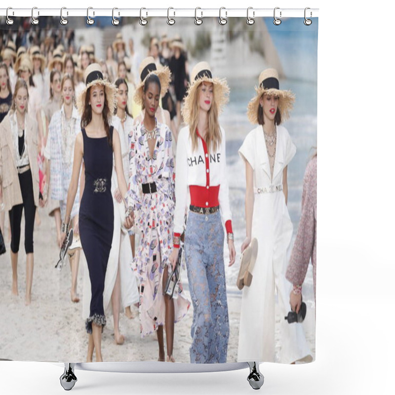 Personality  PARIS, FRANCE - OCTOBER 02: Models Walk The Runway Finale During The Chanel Show As Part Of The Paris Fashion Week Womenswear Spring/Summer 2019 On October 2, 2018 In Paris, France.  Shower Curtains