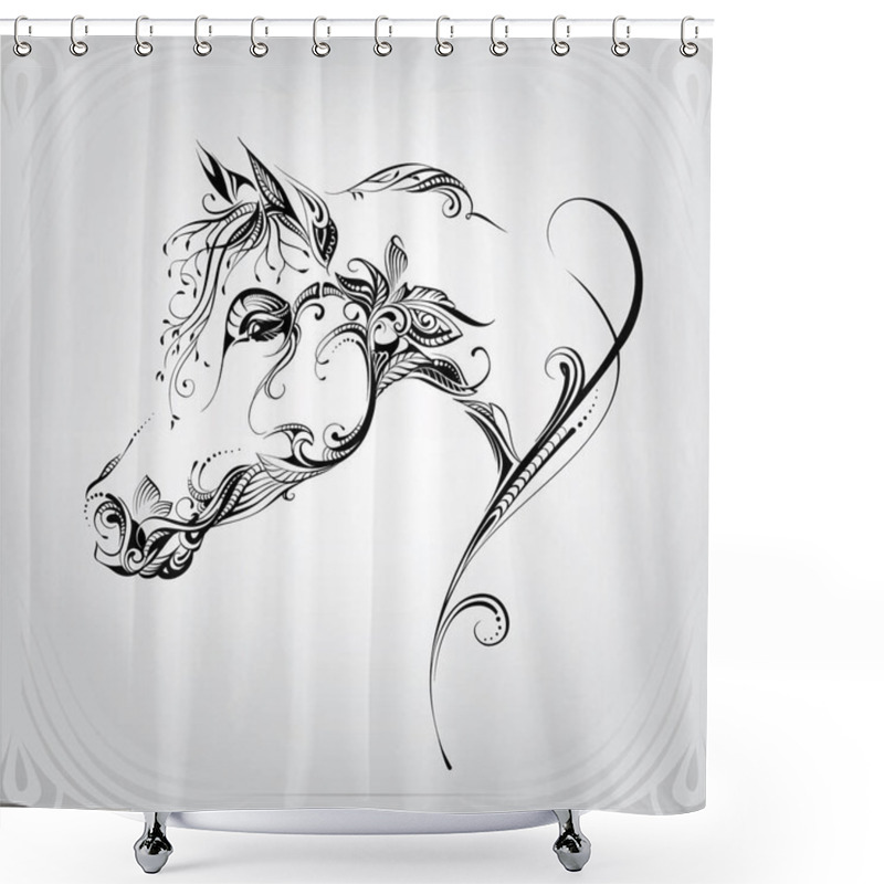 Personality  The Head Of A Horse In A Vegetable Ornament Shower Curtains