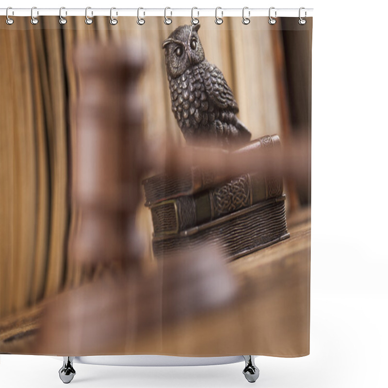 Personality  Wooden Mallet Of Judge With Owl Shower Curtains