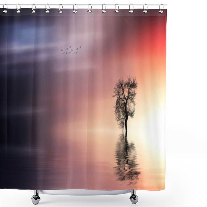 Personality  Solitude Tree With Birds Shower Curtains