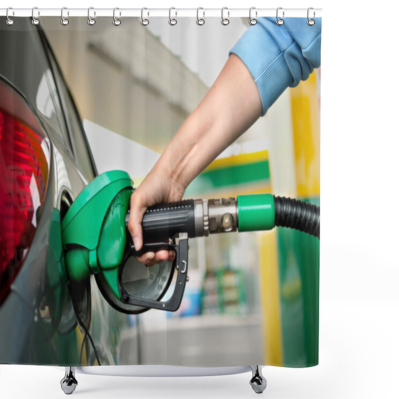 Personality  A Arm Refueling The Car At A Gas Station Shower Curtains