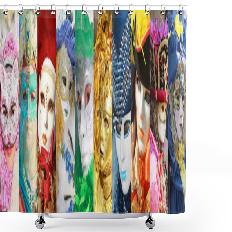 Personality  Different Carnival Masks Collage Shower Curtains