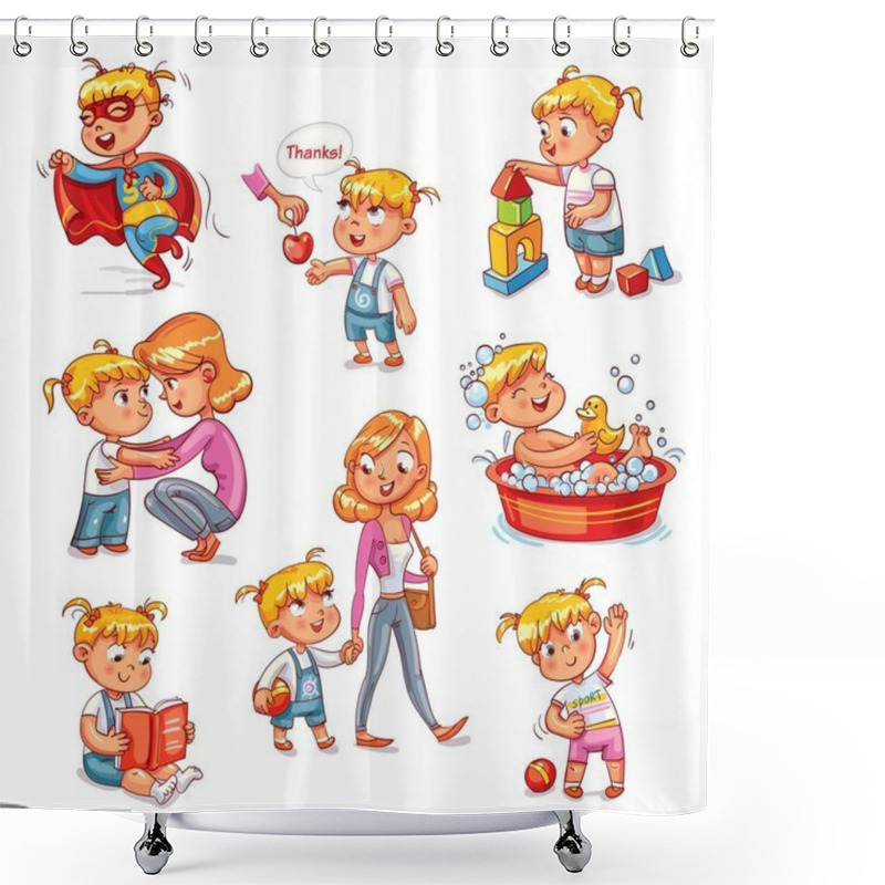 Personality  Cartoon Kid Daily Routine Activities Set Shower Curtains