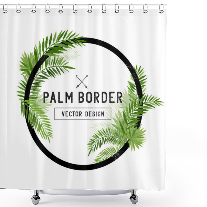 Personality  Tropical Palm Leaf Border Vector Shower Curtains