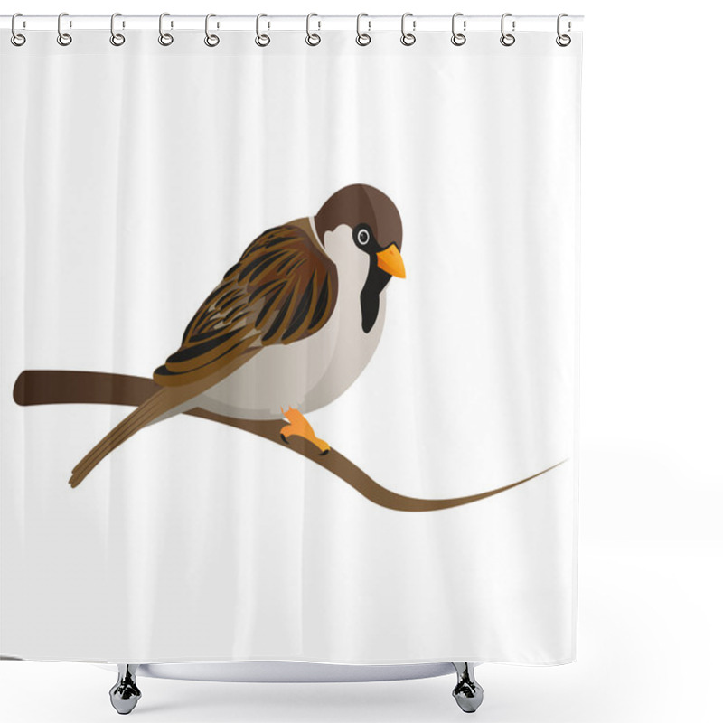 Personality  Sparrow On A Tree Shower Curtains